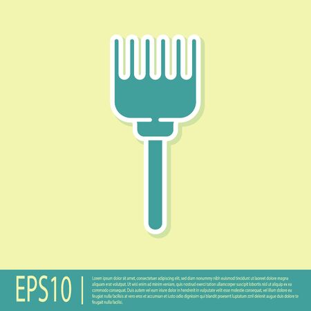 Green Hairbrush icon isolated on yellow background. Comb hair sign. Barber symbol. Vector Illustrationのイラスト素材