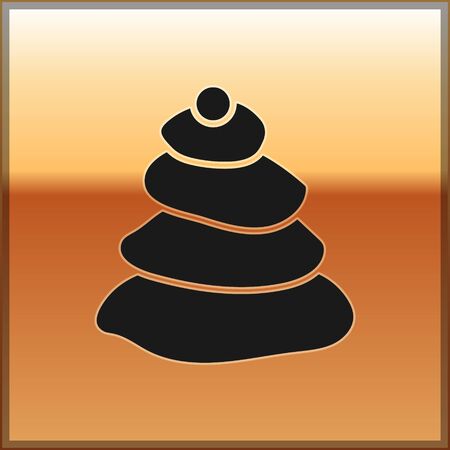 Black Stack hot stones icon isolated on gold background. Spa salon accessory. Vector Illustrationのイラスト素材