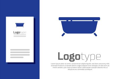 Blue Bathtub icon isolated on white background. Logo design template element. Vector Illustrationのイラスト素材