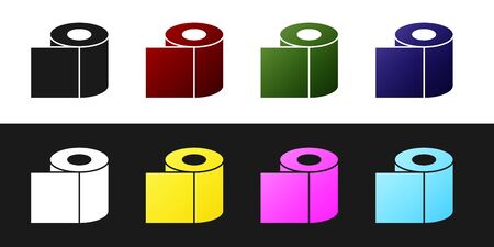 Set Toilet paper roll icon isolated on black and white background. Vector Illustrationのイラスト素材