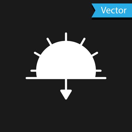 White Sunset icon isolated on black background.  Vector Illustrationのイラスト素材