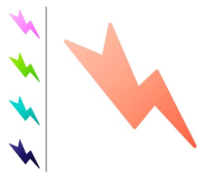 Coral Lightning bolt icon isolated on white background. Flash sign. Charge flash icon. Thunder bolt. Lighting strike. Set color icons. Vector Illustrationのイラスト素材