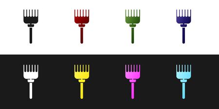 Set Hairbrush icon isolated on black and white background. Comb hair sign. Barber symbol. Vector Illustrationのイラスト素材