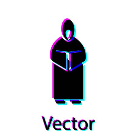 Black Monk icon isolated on white background. Vector Illustrationのイラスト素材