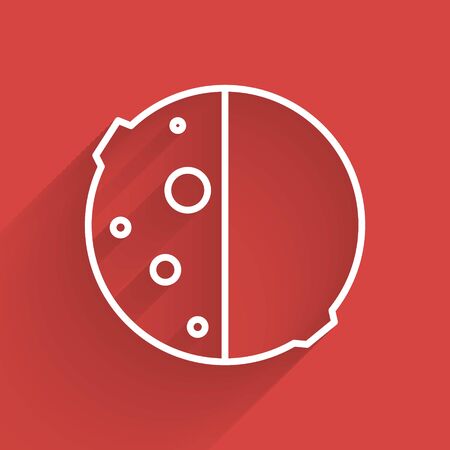 White line Eclipse of the sun icon isolated with long shadow. Total sonar eclipse. Vector Illustrationのイラスト素材