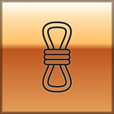 Black line Climber rope icon isolated on gold background. Extreme sport. Sport equipment. Vector Illustrationのイラスト素材