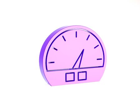 Purple Speedometer icon isolated on white background. Minimalism concept. 3d illustration 3D renderの写真素材