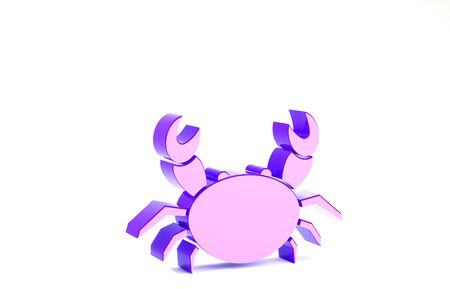 Purple Crab icon isolated on white background. Minimalism concept. 3d illustration 3D renderの写真素材