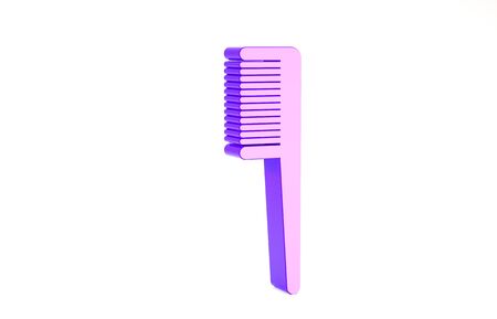Purple Hairbrush icon isolated on white background. Comb hair sign. Barber symbol. Minimalism concept. 3d illustration 3D renderの写真素材