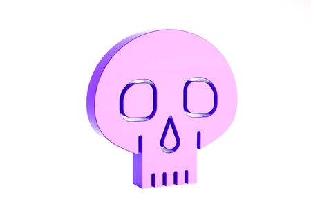 Purple Skull icon isolated on white background. Minimalism concept. 3d illustration 3D renderの写真素材