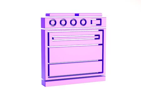 Purple Oven icon isolated on white background. Stove gas oven sign. Minimalism concept. 3d illustration 3D renderの写真素材