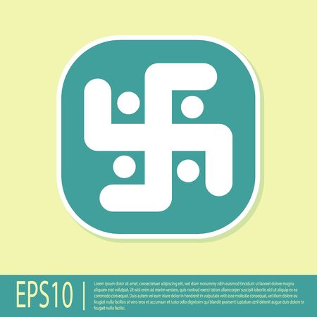 Green Jainism icon isolated on yellow background. Vector Illustrationのイラスト素材