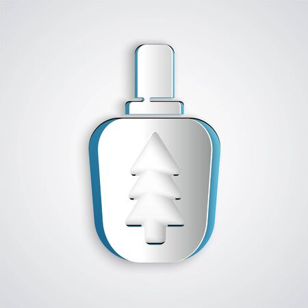 Paper cut Canteen water bottle icon isolated on grey background. Tourist flask icon. Jar of water use in the campaign. Paper art style. Vector Illustrationのイラスト素材
