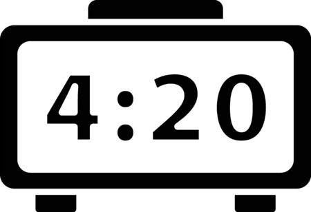 Black Digital alarm clock icon isolated on white background. Electronic watch alarm clock. Time icon. Vector Illustrationのイラスト素材
