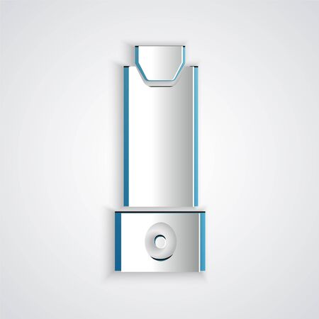 Paper cut Inhaler icon isolated on grey background. Breather for cough relief, inhalation, allergic patient. Paper art style. Vector Illustrationのイラスト素材