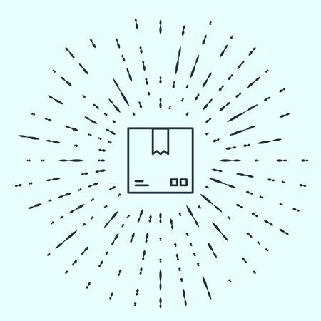 Black line Cardboard box with traffic symbol icon isolated on grey background. Box, package, parcel. Delivery, transportation and shipping. Abstract circle random dots. Vector Illustrationのイラスト素材