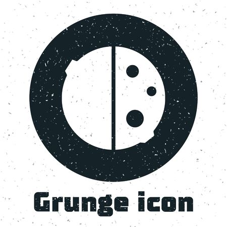 Grunge Eclipse of the sun icon isolated on white background. Total sonar eclipse. Monochrome vintage drawing. Vector Illustrationのイラスト素材