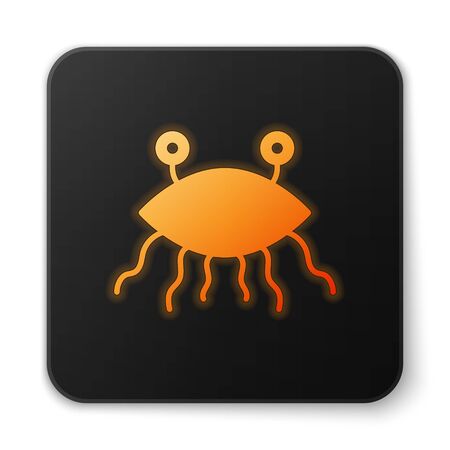 Orange glowing neon Pastafarianism icon isolated on white background. Black square button. Vector Illustrationのイラスト素材