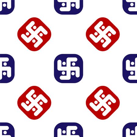 Blue and red Jainism icon isolated seamless pattern on white background. Vector Illustrationのイラスト素材