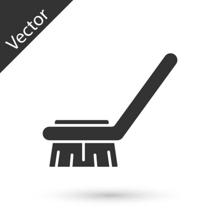 Grey Brush for cleaning icon isolated on white background. Cleaning service concept.  Vector Illustrationのイラスト素材