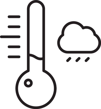 Black line Meteorology thermometer measuring icon isolated on white background. Thermometer equipment showing hot or cold weather. Vector Illustrationのイラスト素材