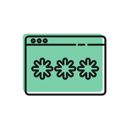 Black line Password protection and safety access icon isolated on white background. Security, safety, protection, privacy concept.  Vector Illustrationのイラスト素材