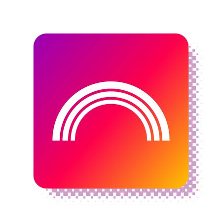 White Rainbow icon isolated on white background. Square color button. Vector Illustrationのイラスト素材