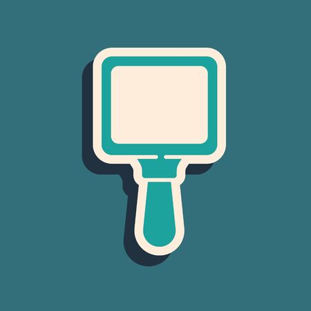 Green Hand mirror icon isolated on green background. Long shadow style. Vector Illustrationのイラスト素材