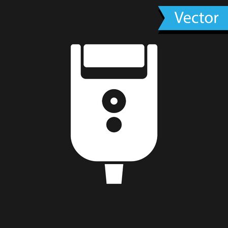 White Electric razor blade for men icon isolated on black background. Electric shaver.  Vector Illustrationのイラスト素材