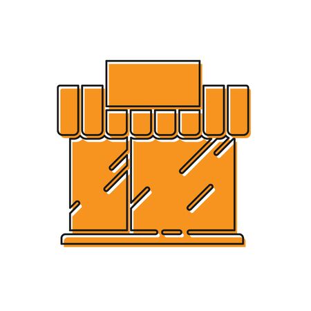 Orange Shopping building or market store icon isolated on white background. Shop construction. Vector Illustrationのイラスト素材