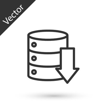 Grey line Server, Data, Web Hosting icon isolated on white background. Vector Illustrationのイラスト素材