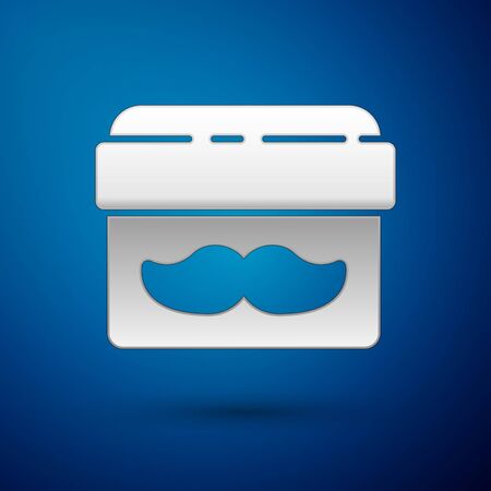 Silver Cream or lotion cosmetic jar icon isolated on blue background. Body care products for men. Vector Illustrationのイラスト素材