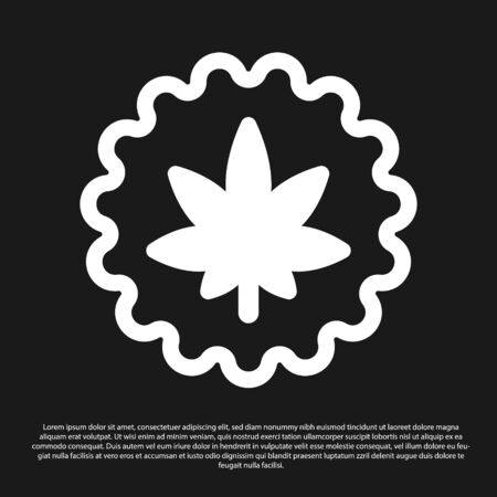 Black Medical marijuana or cannabis leaf icon isolated on black background. Hemp symbol. Vector Illustrationのイラスト素材