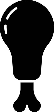 Black Chicken leg icon isolated on white background. Chicken drumstick. Vector Illustrationのイラスト素材