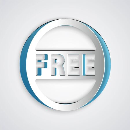 Paper cut Price tag with an inscription Free icon isolated on grey background. Badge for price. Promo tag discount. Paper art style. Vector Illustrationのイラスト素材