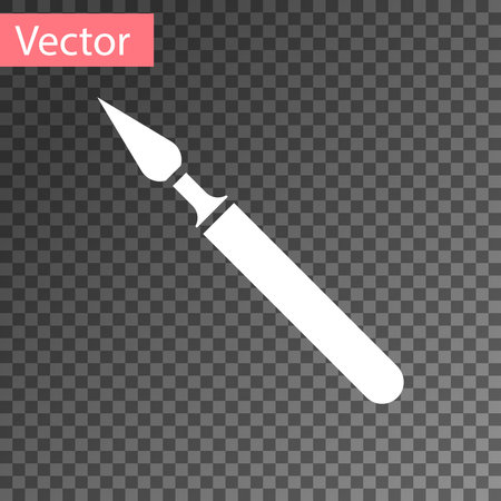 White Medical surgery scalpel tool icon isolated on transparent background. Medical instrument. Vector Illustrationのイラスト素材