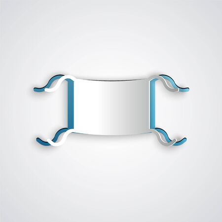 Paper cut Medical protective mask icon isolated on grey background. Paper art style. Vector Illustrationのイラスト素材