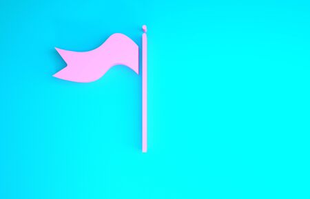 Pink Meteorology windsock wind vane icon isolated on blue background. Windsock indicate the direction and strength of the wind. Minimalism concept. 3d illustration 3D renderの写真素材