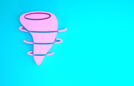 Pink Tornado icon isolated on blue background. Minimalism concept. 3d illustration 3D renderの写真素材