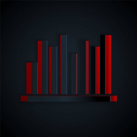 Paper cut Pie chart infographic icon isolated on black background. Diagram chart sign. Paper art style. Vector Illustrationのイラスト素材