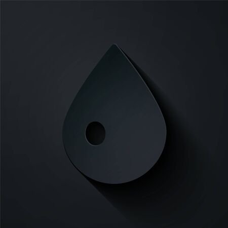 Paper cut Water drop icon isolated on black background. Paper art style. Vector Illustrationのイラスト素材