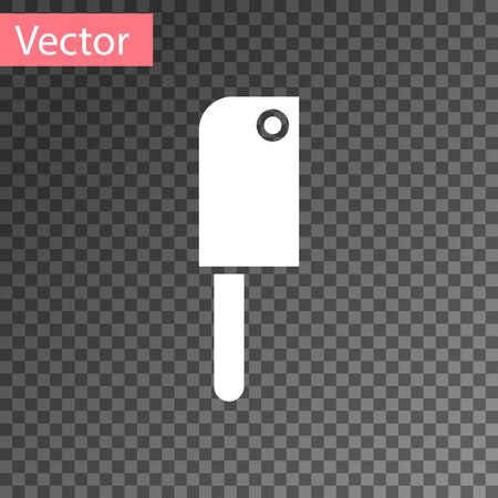 White Meat chopper icon isolated on transparent background. Kitchen knife for meat. Butcher knife. Vector Illustrationのイラスト素材