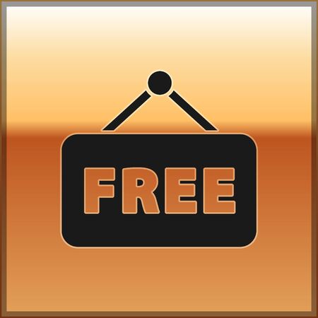 Black Price tag with an inscription Free icon isolated on gold background. Badge for price. Promo tag discount. Vector Illustrationのイラスト素材