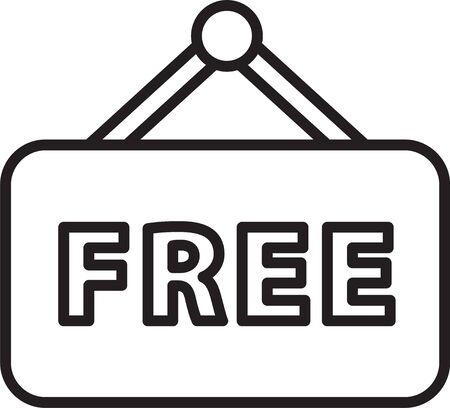 Black line Price tag with an inscription Free icon isolated on white background. Badge for price. Promo tag discount. Vector Illustrationのイラスト素材