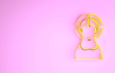 Yellow Jesus Christ icon isolated on pink background. Minimalism concept. 3d illustration 3D renderの写真素材