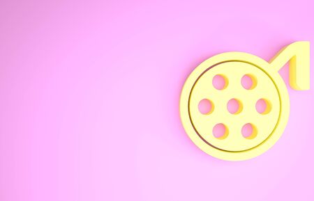 Yellow Surgery lamp icon isolated on pink background. Minimalism concept. 3d illustration 3D renderの写真素材