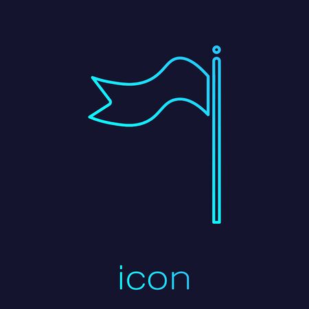 Turquoise line Meteorology windsock wind vane icon isolated on blue background. Windsock indicate the direction and strength of the wind.  Vector Illustrationのイラスト素材