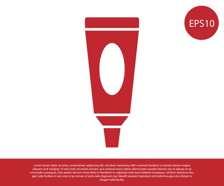 Red Cream or lotion cosmetic tube icon isolated on white background. Body care products for men. Vector Illustrationのイラスト素材