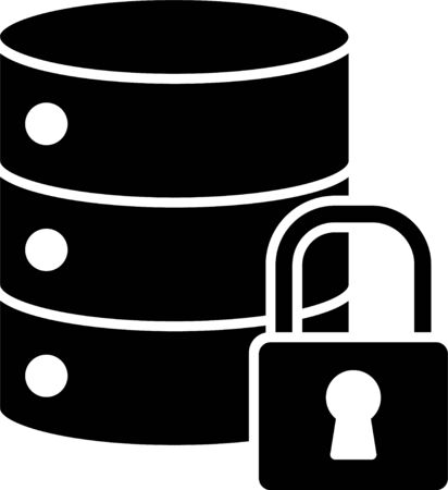 Black Server security with closed padlock icon isolated on white background. Security, safety, protection concept. Vector Illustrationのイラスト素材