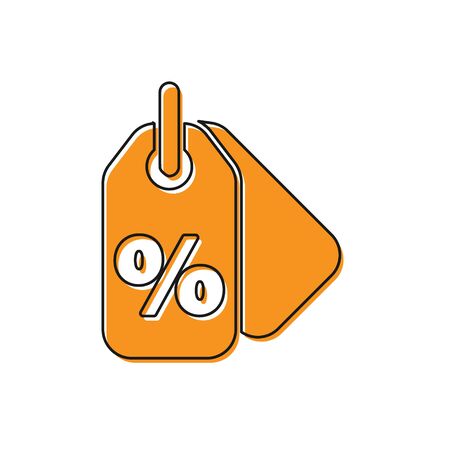 Orange Discount percent tag icon isolated on white background. Shopping tag sign. Special offer sign. Discount coupons symbol. Vector Illustrationのイラスト素材